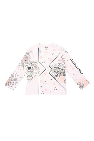 Kenzo Kids Bluza bawełniana dziecięca kolor różowy wzorzysta