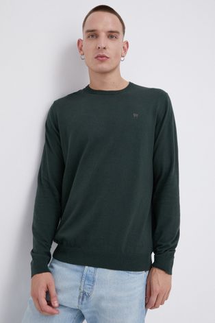 Wrangler Sweter z domieszką wełny męski kolor zielony
