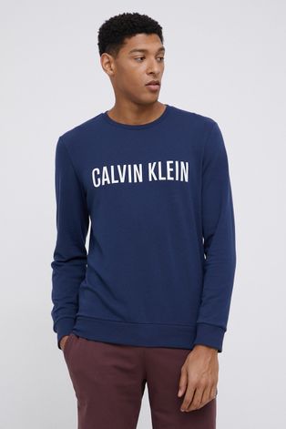 Calvin Klein Underwear Longsleeve piżamowy kolor granatowy gładka