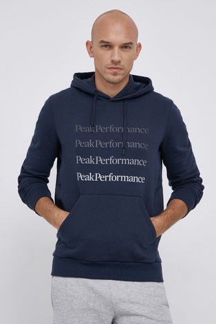 Dukserica Peak Performance za muškarce, boja: tamno plava, s kapuljačom