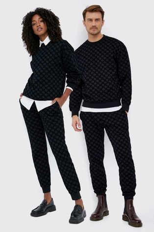 Karl Lagerfeld Bluza bawełniana kolor czarny wzorzysta