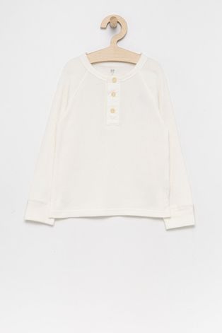 Dětská bavlněná košile s dlouhým rukávem GAP bílá barva, hladká