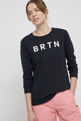 Βαμβακερό πουκάμισο με μακριά μανίκια Burton χρώμα: μαύρο
