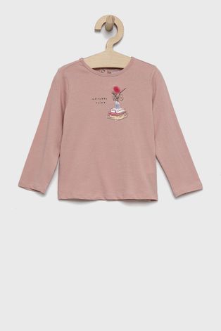 Detské tričko s dlhým rukávom OVS ružová farba