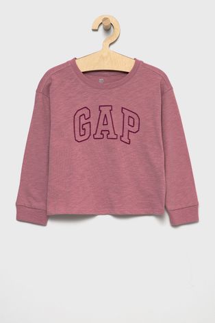 Dětská bavlněná košile s dlouhým rukávem GAP růžová barva