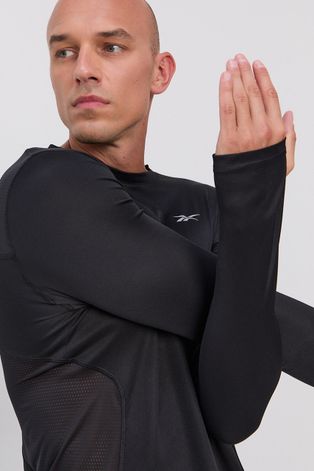 Блуза с дълги ръкави Reebok мъжка в черно с изчистен дизайн