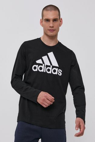 Tričko s dlouhým rukávem adidas pánské, černá barva, s potiskem