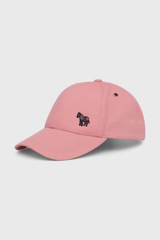 Бавовняна кепка Paul Smith колір рожевий гладка