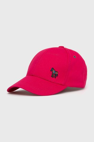 Bavlněná čepice Paul Smith růžová barva, hladká