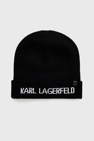 Шапка з домішкою кашеміру Karl Lagerfeld колір чорний з тонкого трикотажу