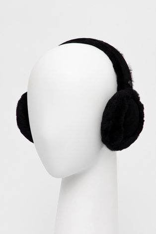 Теплі навушники з інтегрованими електронними навушниками UGG колір чорний з товстого трикотажу вовна