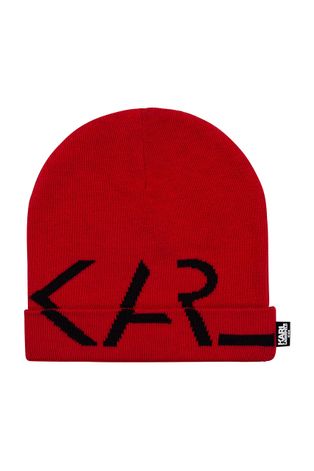 Karl Lagerfeld Czapka dziecięca kolor czerwony z domieszką wełny