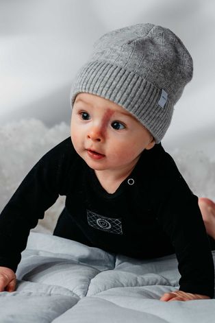 Дитяча шапка Jamiks колір сірий вовна