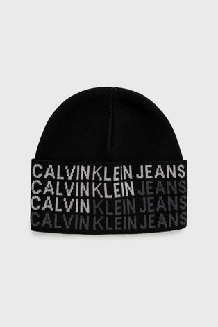 Шапка Calvin Klein Jeans цвет чёрный из тонкого трикотажа хлопковая