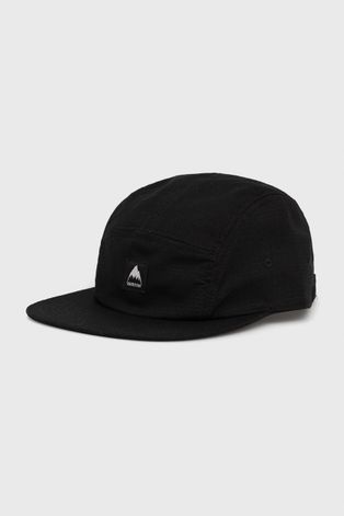 Памучна шапка Burton в черно с изчистен дизайн