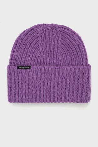 Вовняна шапка Peak Performance колір фіолетовий з товстого трикотажу вовна