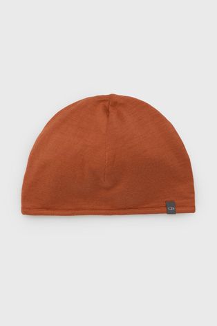 Вълнена шапка с две лица Icebreaker в оранжево с фина плетка от вълна