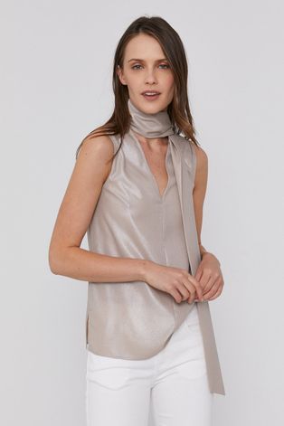 Блуза Pennyblack дамска в бежово с изчистен дизайн