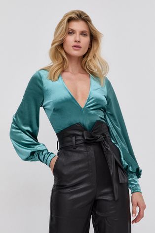 Блуза Bardot дамска в тюркоазено с изчистен дизайн