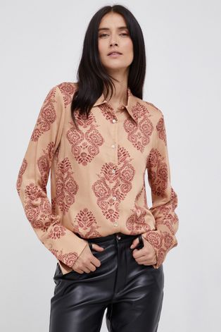 Košeľa Sisley dámska, priehľadná farba, regular, s klasickým golierom