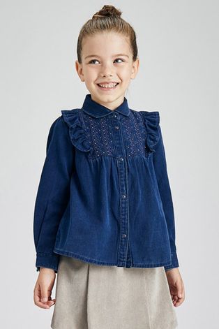 Детская хлопковая рубашка Mayoral цвет фиолетовый