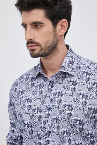 Pamučna košulja Emanuel Berg za muškarce, boja: plava