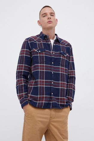Bavlnená košeľa Wrangler pánska, fialová farba, regular, s klasickým golierom