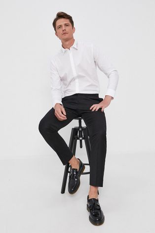 Košile Karl Lagerfeld pánská, bílá barva, regular, s klasickým límcem