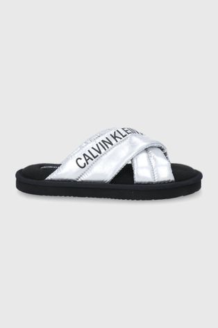 Calvin Klein Jeans Kapcie kolor srebrny