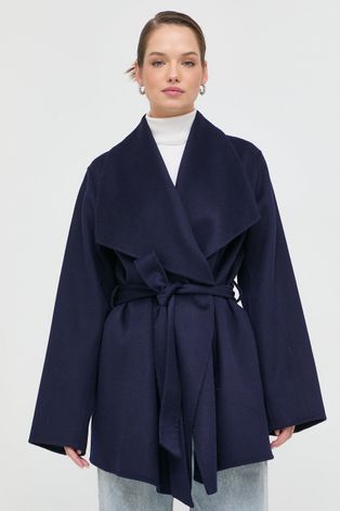 Kabát Ivy & Oak dámsky, tmavomodrá farba, prechodný, bez zapínania