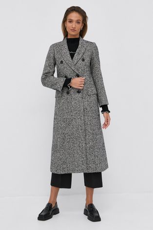MAX&Co. kabát gyapjú keverékből fekete, átmeneti, kétsoros gombolású