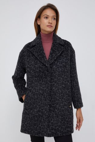 Vlněný kabát Pennyblack šedá barva, přechodný, oversize
