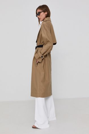 Trench kabát Victoria Victoria Beckham dámský, béžová barva, přechodný