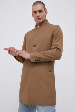 Kabát Premium by Jack&Jones pánsky, hnedá farba, prechodný