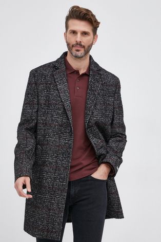 Пальто с примесью шерсти Karl Lagerfeld цвет чёрный переходное
