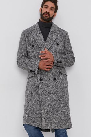 Kabát Drykorn Skye pánsky, šedá farba, prechodný