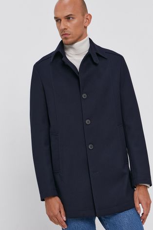 Kabát Selected Homme pánsky, tmavomodrá farba, prechodný