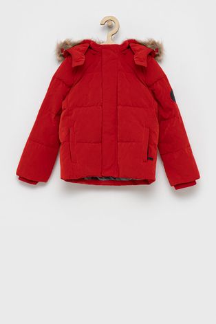 Dětská péřová bunda Guess červená barva