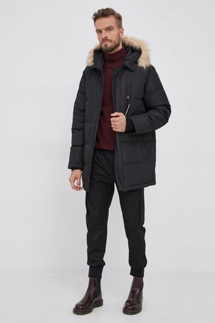 Péřová bunda Karl Lagerfeld černá barva, zimní
