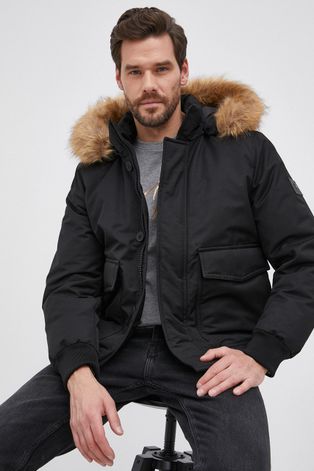 Péřová bunda Tommy Hilfiger pánská, černá barva, zimní