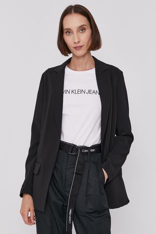 Calvin Klein Marynarka kolor czarny jednorzędowa gładka