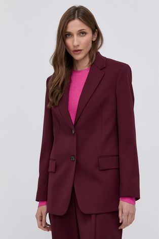 Шерстяной пиджак Boss цвет бордовый однобортный гладкий
