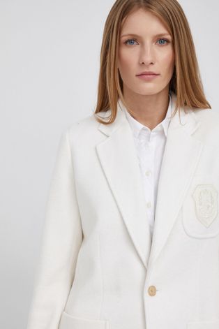 Пиджак с примесью шерсти Polo Ralph Lauren цвет кремовый однобортный гладкий