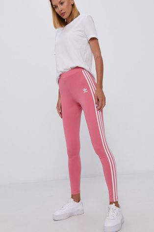 adidas Originals Legginsy damskie kolor różowy gładkie
