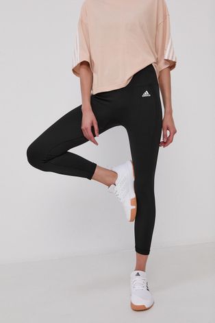 Adidas Colanți femei, culoarea negru, material neted