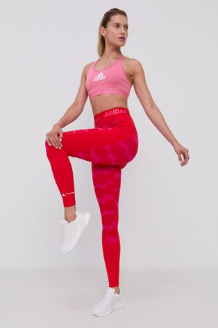 adidas Performance Legginsy damskie kolor czerwony wzorzyste