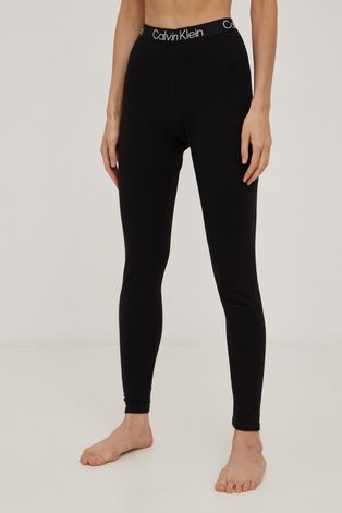 Dugi doljnji dio pidžame - tajice Calvin Klein Underwear za žene, boja: crna