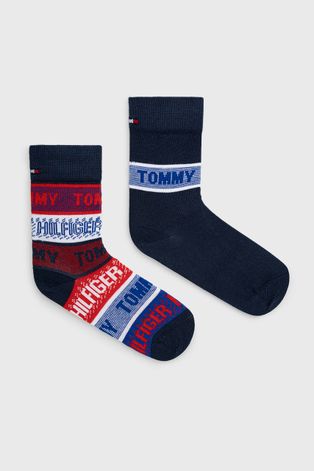 Detské ponožky Tommy Hilfiger (2-pack) tmavomodrá farba
