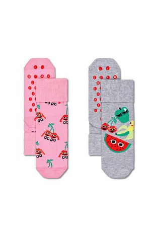 Дитячі шкарпетки Happy Socks Kids Fruit Mix (2-pack) колір рожевий