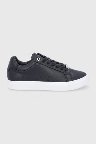 Кожаные ботинки Calvin Klein цвет чёрный на плоском ходу